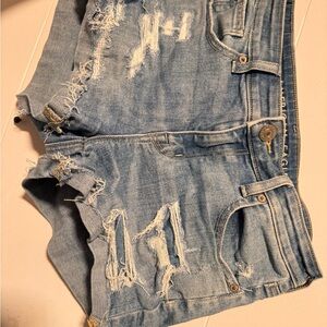 AE Distressed Blue Denim Shorts